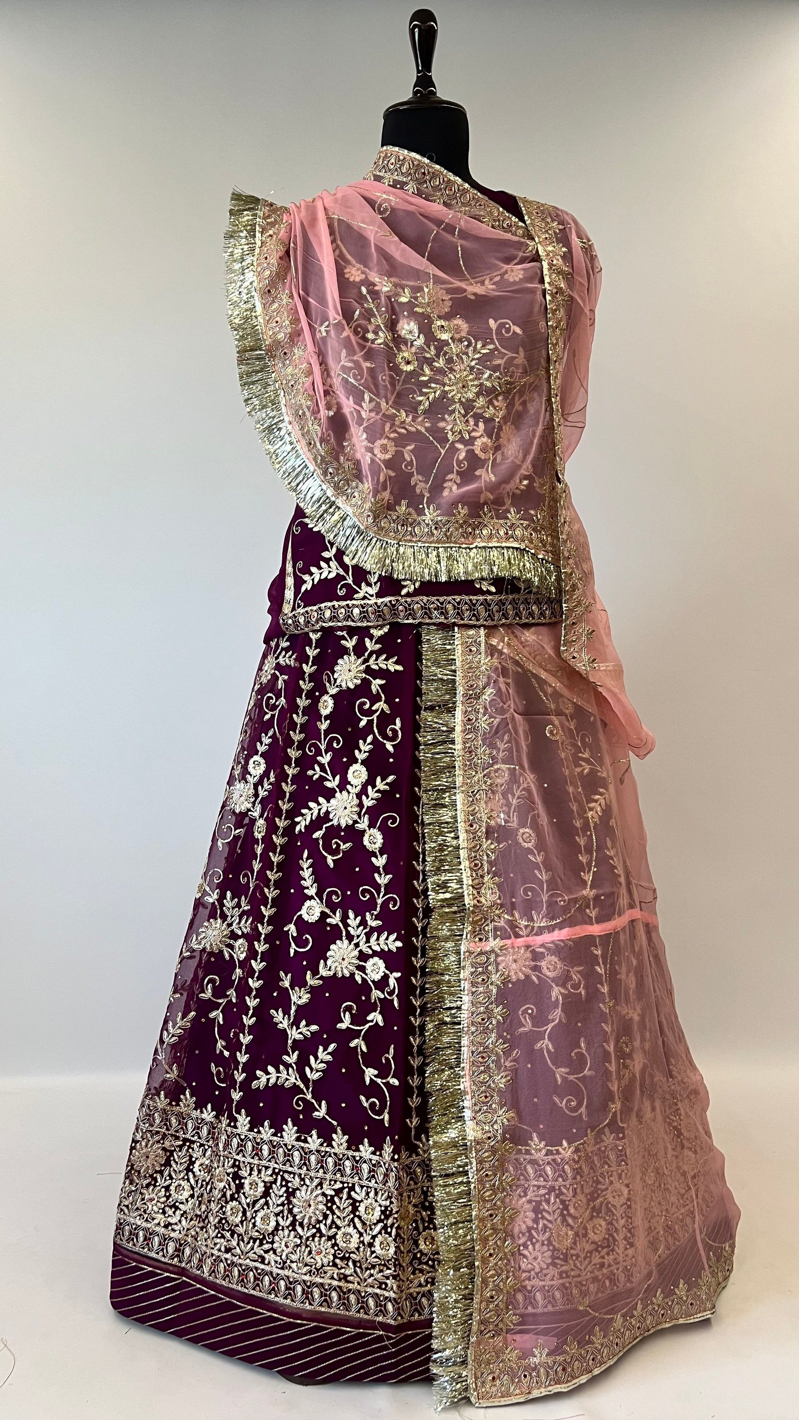 Handcrafted Jari and Kundan Lehenga Set